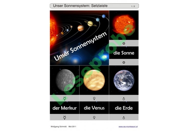 Schiebe- und Aufdeckspieleinlagen - Unser Sonnensystem