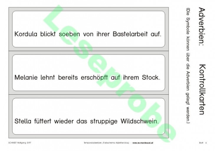 Temporaladverbien, Adj. blau - Grammatik - Sprache